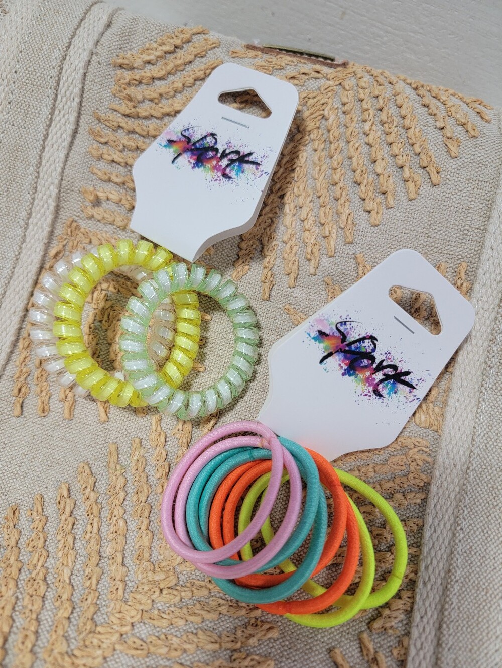 Sport Elastic Hair Tie Set - Neon Yellow, Lime, Pink, Orange, Teal - Unbranded